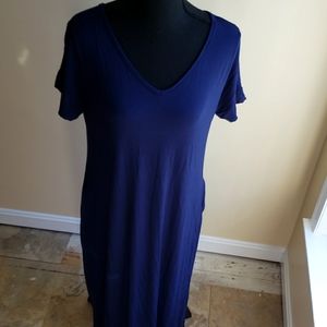 Maxi Dress, dark blue, Short Sleeve
